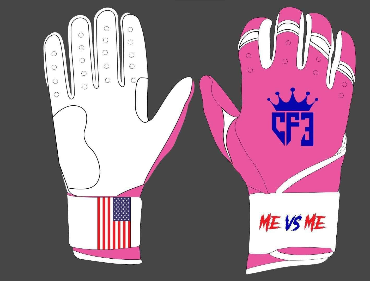 Batting Gloves Long Cuff - Pink, Navy, White CF3 Batting Gloves