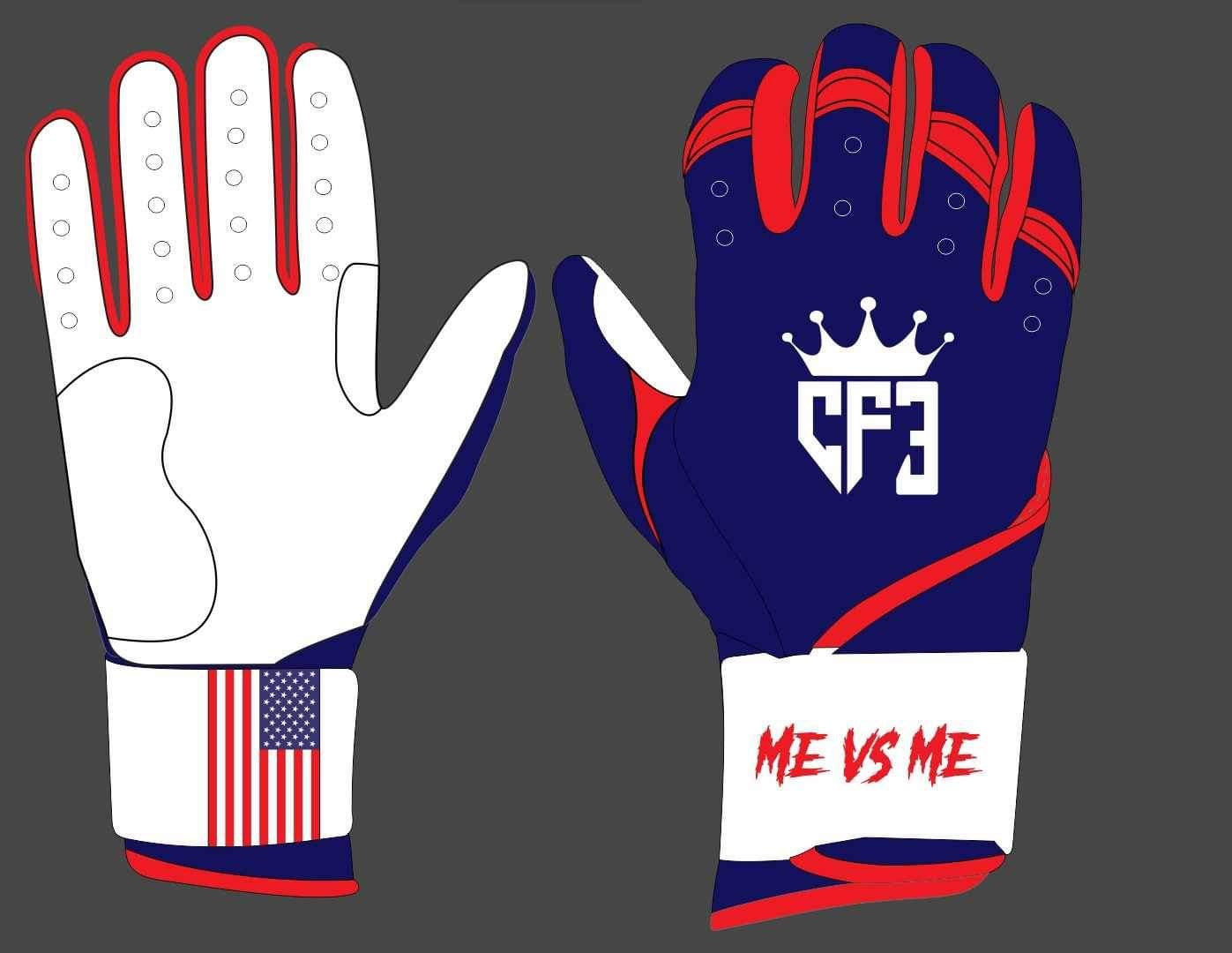 Batting Gloves Long Cuff - Navy, Red, White CF3 Batting Gloves