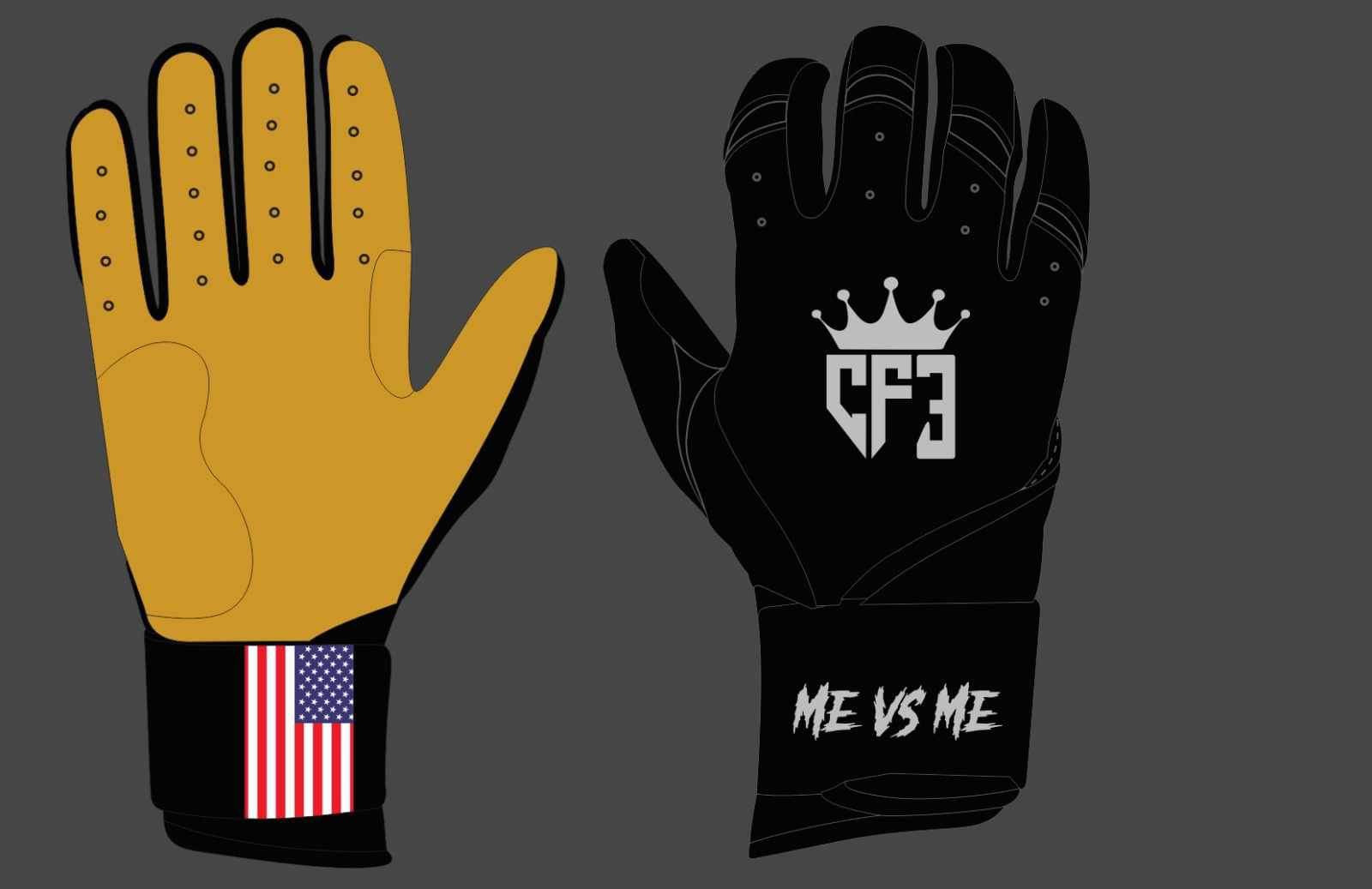 Batting Gloves Long Cuff - Classic Black CF3 Batting Gloves