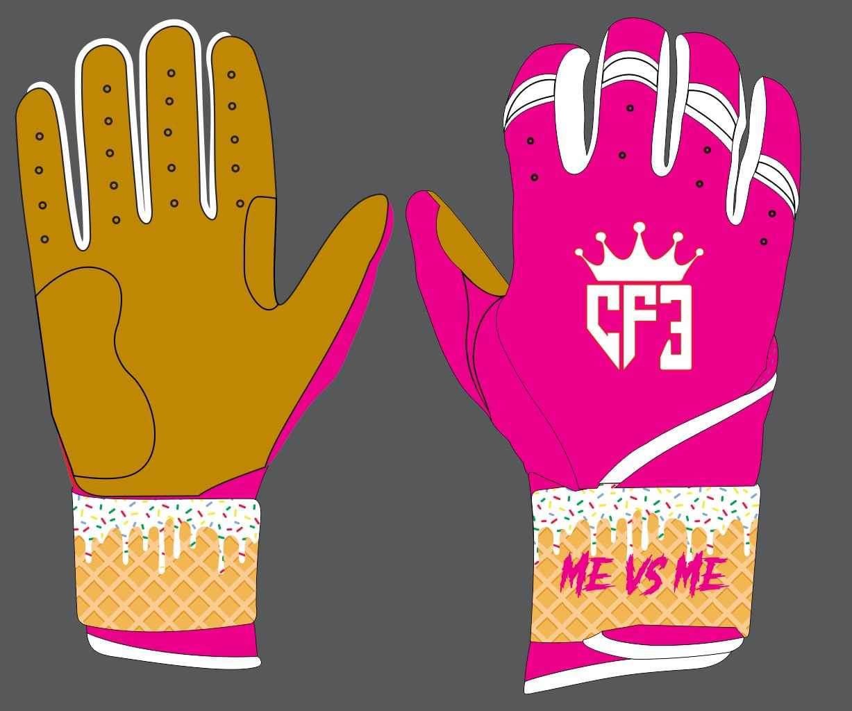 Batting Gloves Long Cuff - Pink Drip CF3 Batting Gloves